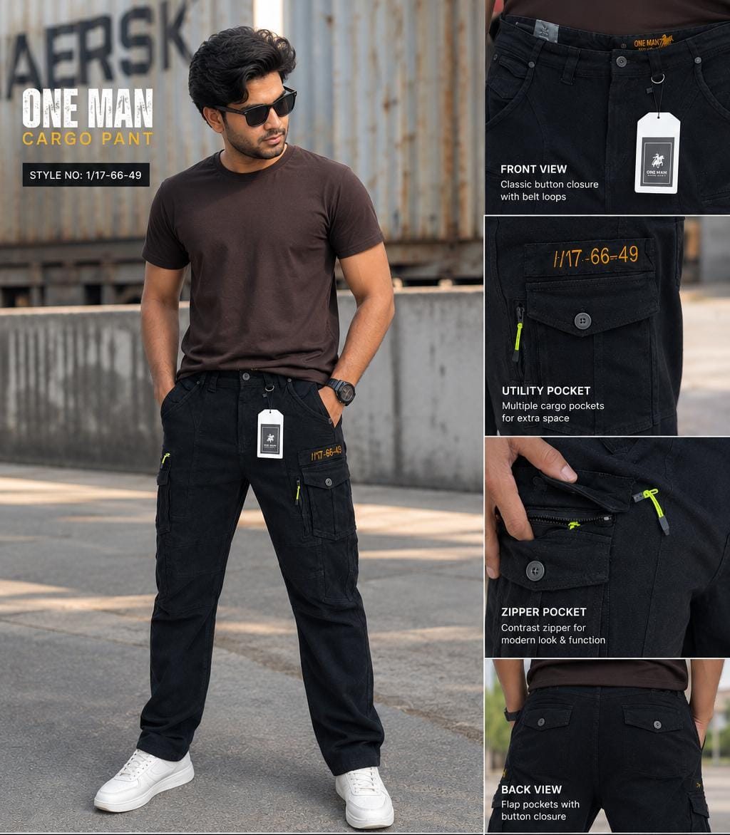 WhatsApp Image 2026-07-21 at 11.56.19 PM Twill Cargo Pants - Jet Black - Image 1