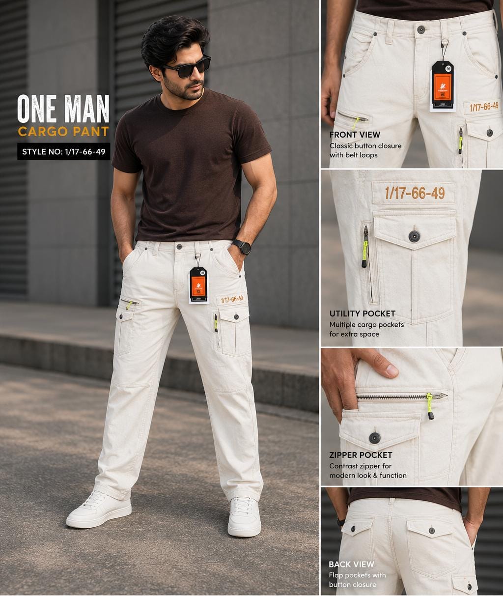 WhatsApp Image 2026-07-21 at 11.56.20 PM (2) Twill Cargo Pants - Ivory White - Image 1